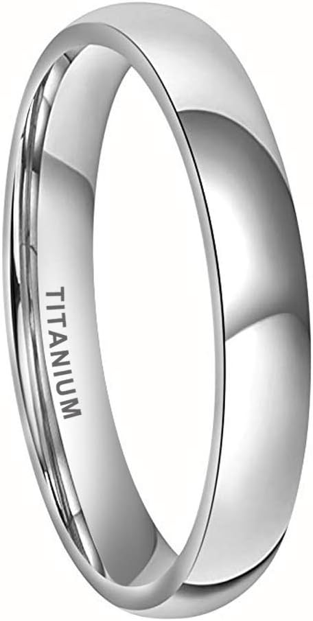 2mm 4mm 6mm 8mm 10mm Silver/Black/18K Gold/Rose Gold Titanium Rings for Men Women Engagement Wedding Bands Classic Domed Polished Comfort Fit