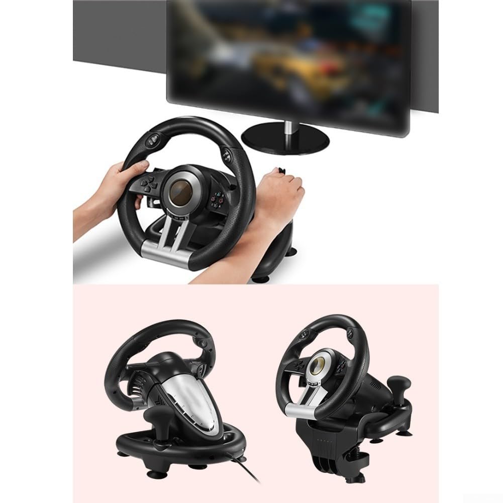 Para PC para PS4 para Switch para Xbox One Racing Volante ABS Construcción Diseño ergonómico compacto (negro)