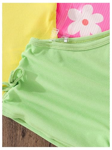 Image of OYOANGLE Toddler Girl's 4 Pack Ribbed Knit Crop Tank Tops Set One Shoulder Summer Camisole