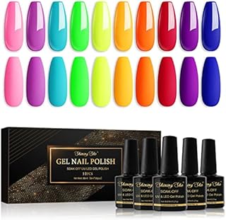Shining She Gel Nail Polish Blue, 10 Colors white Baby Blue Navy Blue Glitter Gel Polish Kit Soak-Off UV/LED Blue Series Nail Polish Gel Gift for Nail Art Salon DIY Home, 8ML