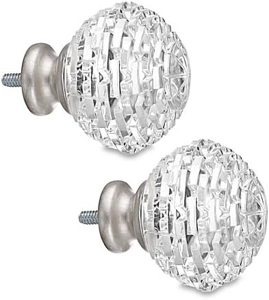 Cambria Classic Complete Fractured Facets Finial in Brushed Nickel (Set of 2)