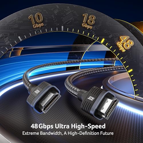 Acer HDMI 2.1 Cable 6.6FT, [8K@60Hz, 4K@120Hz] 48Gbps Ultra High-Speed Braided Cord Supports HDR10+/HDCP 2.2 & ARC/eARC, Certified HDMI Cable Compatible with PS5, PS4, Xbox, Monitors, Laptops, HDTV