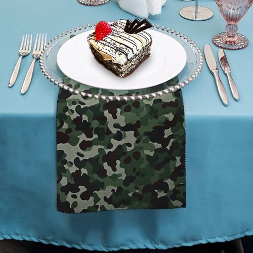 Servilletas de Tela con Estampado Camuflaje Verde Reutilizables miniatura 4
