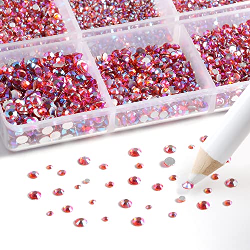 Image of Beadsland 7200pcs Flatback Rhinestones,Orange AB Rhinestone Nail Gems Round Crystal Rhinestones for Crafts,Mixed 6 Sizes with Wax Pencil Kit, SS3-SS10,Hyacinth AB | Glass Nail Gems, Round Crystal, With Wax Pencil Kit, SS3-SS10, Orange AB