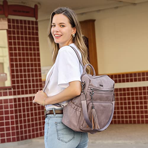 Image of CLUCI Backpack Purse for Women Fashion Leather Designer Travel Large Ladies Shoulder Bags with Tassel Two-tone purple rough