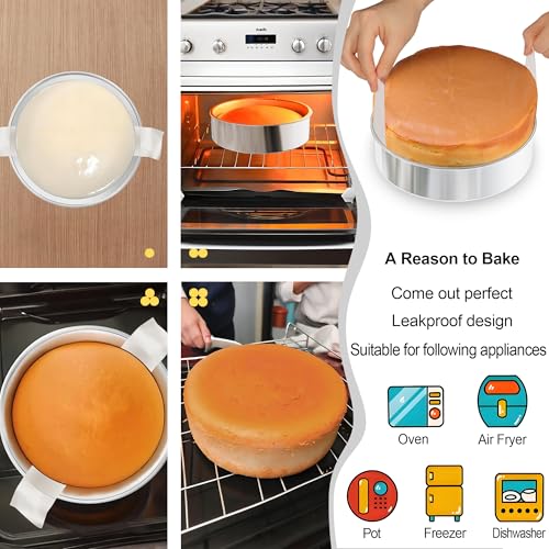 8 Inch Cake Pan Set of 2, Stainless Steel Baking Pans & 100 Parchment Paper - Image 4