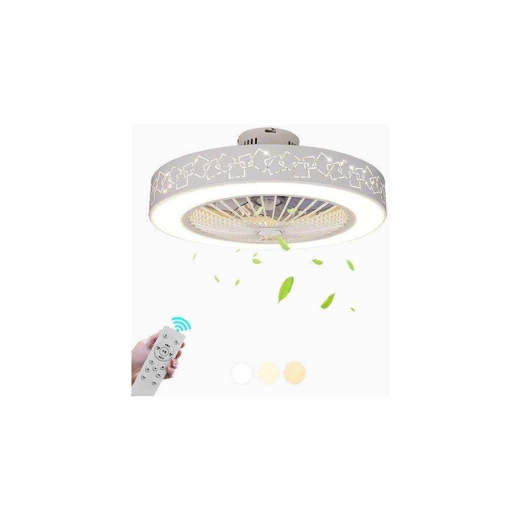 no-logo Round Ceiling Lamp-Ceiling Fan with Lights, Invisible Acrylic Blade Metal Shell Ceiling Light Fan, LED Remote Control 3-Color Dimmable Lighting Fan