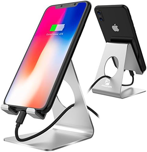 Cell Phone Stand, Pasonomi Phone Dock, Cradle, Holder Stand Compatible with iPhone X 8 7 Plus 6 5 SE iPad Galaxy Note 9 8 S9 Plus S8 Nintendo Switch, Fits All Smartphones and Tablets (Silver)