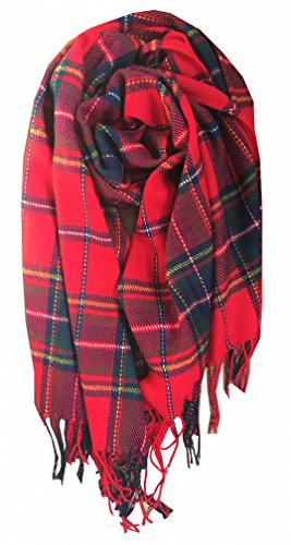 Wander Agio Womens Scarves Warm Shawl Wraps Wool Spinning Large Scarf Plaid Scarf Red Blue #TOP6