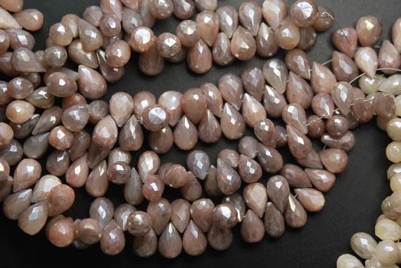 Pierre de lune naturelle en gouttes facettées LKBEADS 10-12mm pour création de bijoux