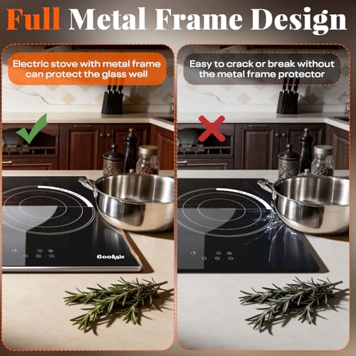 Image of 24 Inch Electric Cooktop 3 Burner 5700W