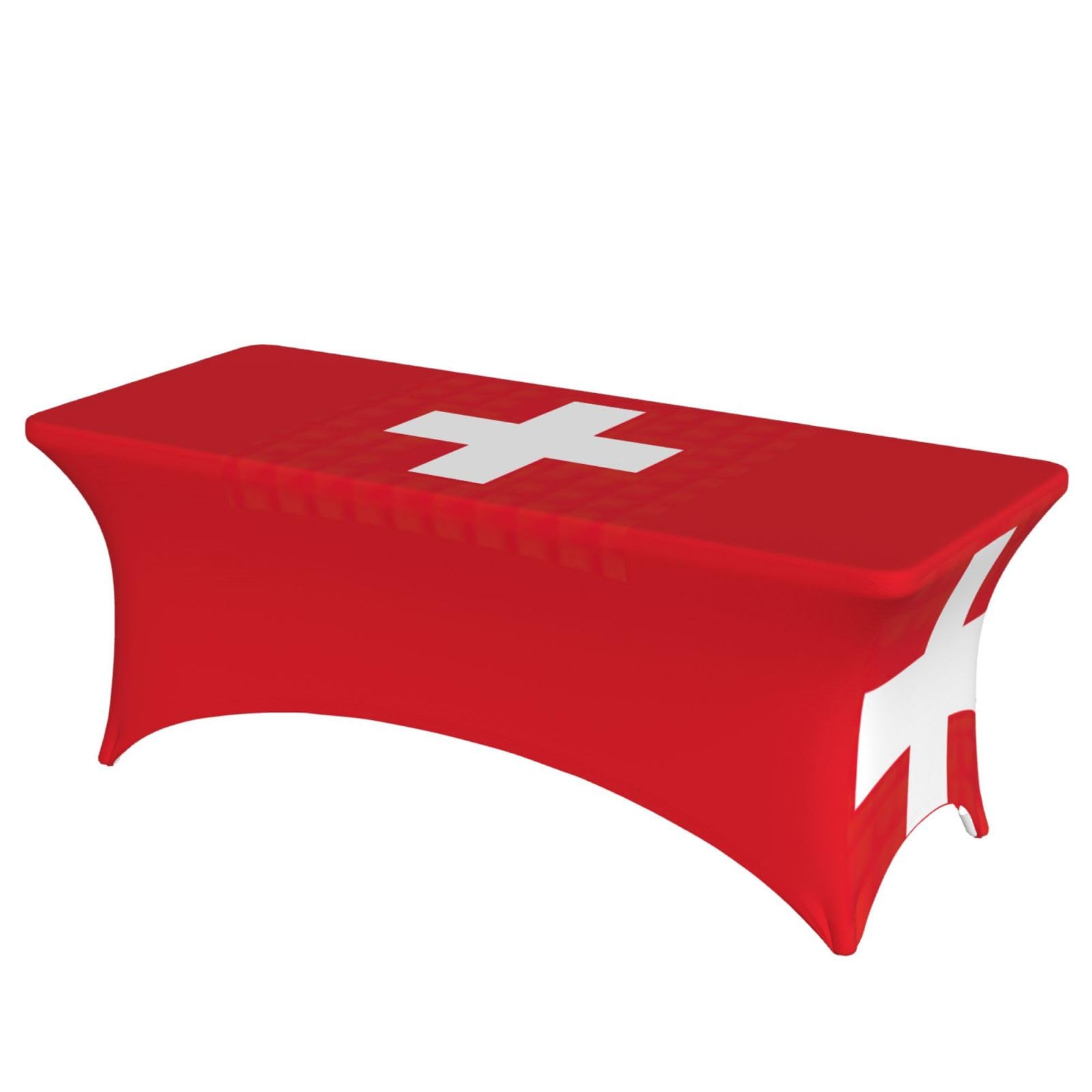 NImongt Swiss Flag Print Elastic Rectangular Tablecloth Holidays Family Banquet Wedding Party Table Cover
