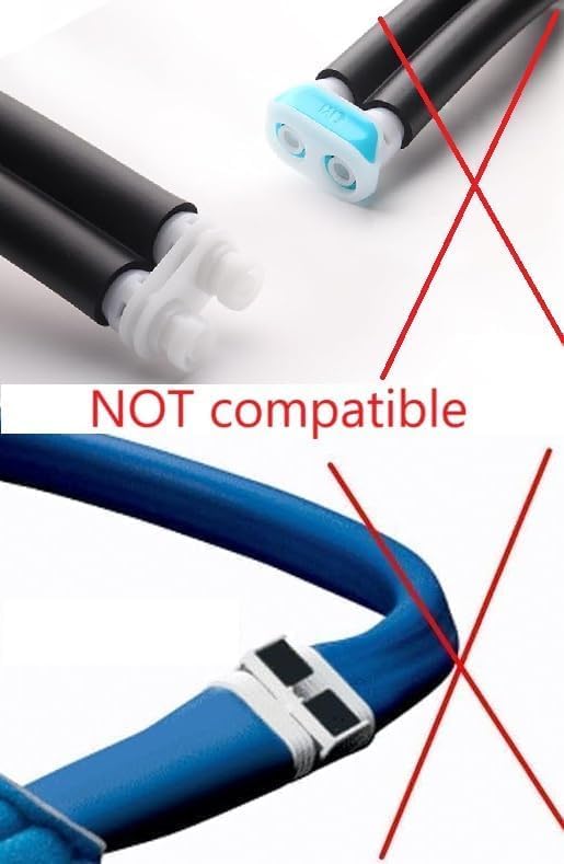 Image showing connectors that are NOT compatible with the NEHOO cold therapy system.