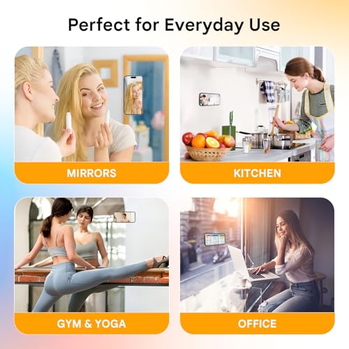 Image of Humble Suction Phone Sticker Silicone Grip, Sticky Phone Mount, Hands-Free Mobile Holder, Reusable Anti-Slip Stand for Mirror, Glass, Tile, Shower, All Smartphones for Selfies & Videos (Pack of 3)