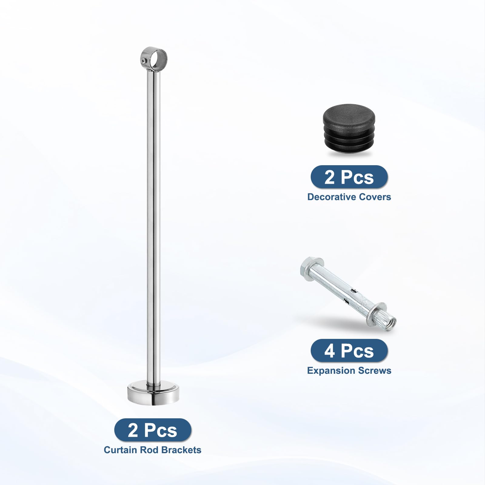 QUARKZMAN 2 Set Support pour Tringle à Rideaux de Tuyau 26mm Longueur 500mm