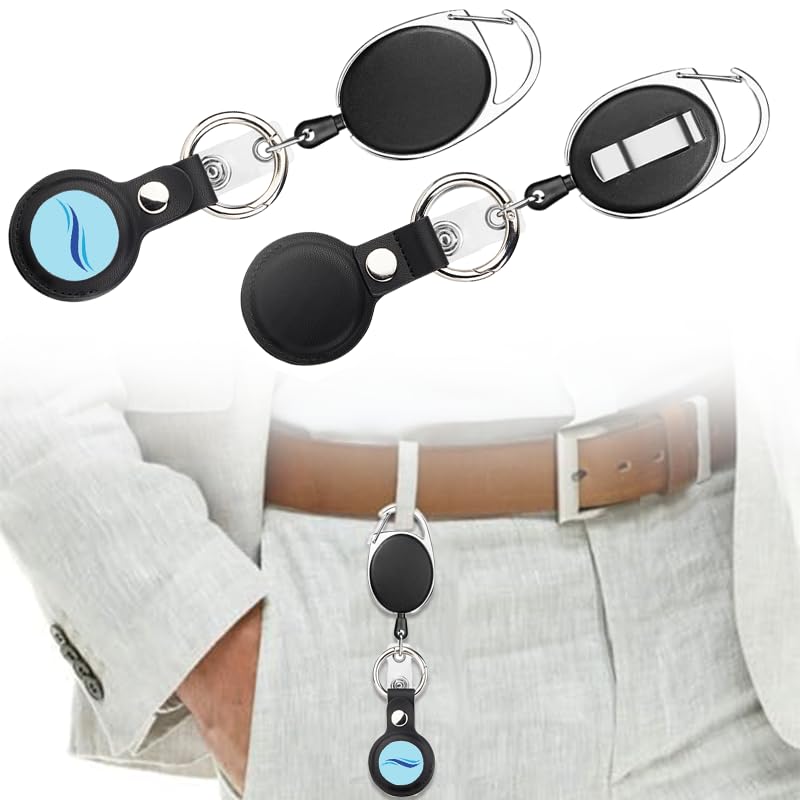 2 Pack Cruise Medalion Holder Accessories - Retracted Keychain ID Reel with Key Ring for Ocean Medalion Tag Compatible with Princess Cruise Medalion (Black x 2)