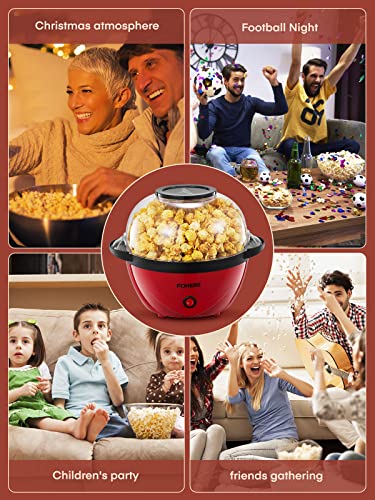 Popcorn Machine, 2-In-1 Automatic Stirring Hot Oil Popcorn Popper Maker & Grill Machine, Large Lid For Serving Bowl, 2 Measuring Spoons, Cleaning Brush, For Movie Night Kids Party Healthy Snacks #TOP5