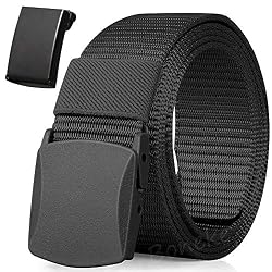 Boneke Cinturón de nylon, cinturón militar transpirable táctico para hombres, rápido a través de la seguridad del aeropuerto Metal, hebilla de plástico + hebilla de metal