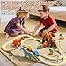 Lehoo Castle Wooden Train Set, Dinosaur Wooden Train Track Set, Wood Toy Train Set for Toddlers 2-4, Train Toys for Toddlers 3-5, Fits Thomas, Fits Brio, Fits Melissa and Doug