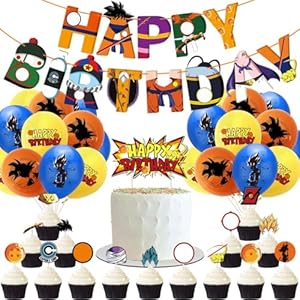 Birthday Party Supplies Set ,Includes Happy Banner – Cake&Cupcake Toppers – 24 Latex Balloons for Kids Theme Birthday Party Decoration