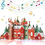 Aukuoy Musical Christmas Cards: 3D pop-up Christmas cards with Lights and Music of Merry Christmas, Popup Musical Greeting Card for Christmas Holiday Includes Envelop, Pretty Christmas Decorations