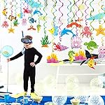 Sea Animals Life Hanging Swirls 30 Pack Foil Ceiling Hanging Swirls Streams Banner Garland Decor for Kids Under The Sea Mermaid Baby Shower Celebrating Events Birthday Party Supplies Room Wall Decor - Image 3