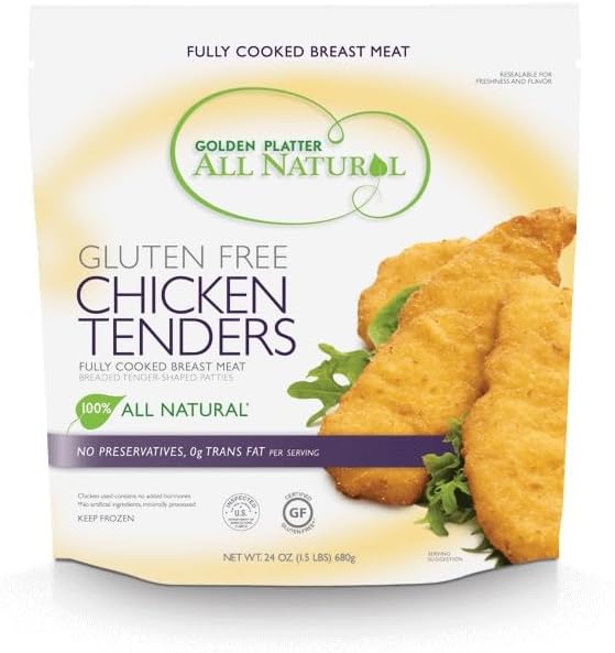 Golden Platter Gluten Free Chicken Breast Tenders - 24 oz (Pack of 8) | All Natural, No Preservatives, Certified GF