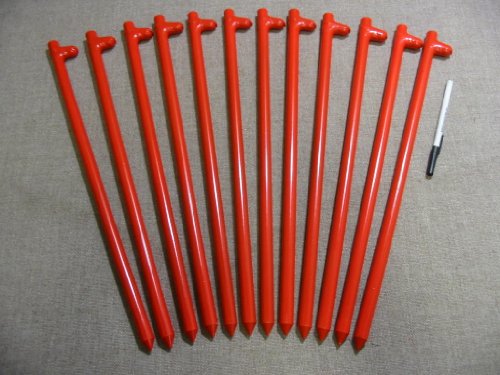 A 12 Pack of Heavy Duty Steel Tent Stakes 18