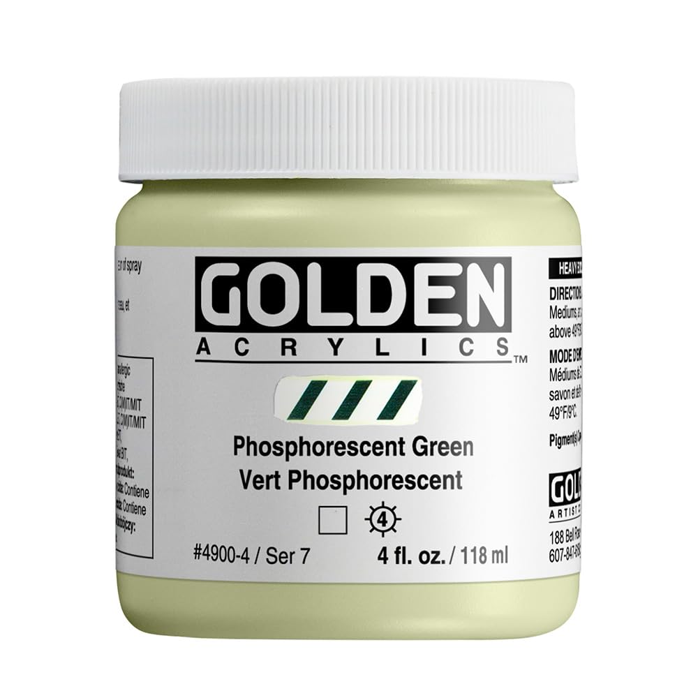 Golden 0004900-4 4Oz Phosphorescent Green Acrylic Color Paint — image 1