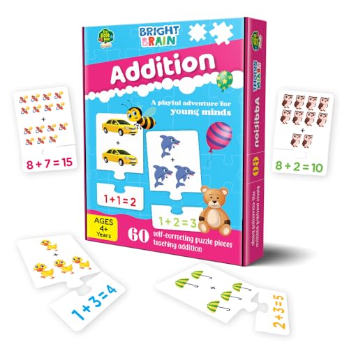 Image of The Book Tree Bright Brain Addition Puzzle - Learn Basic Math with 60 Pieces Puzzle - Fun & Educational for Kids Age 4+ - Educational Toy Birthday Gift for Boys and Girls by Majestic Book Club