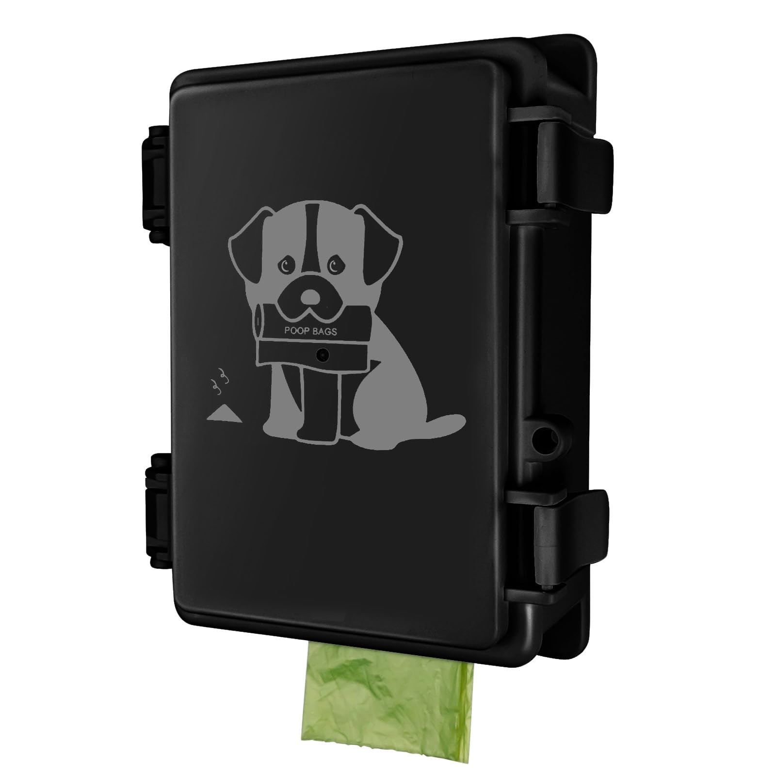 Dog Poop Bag Dispenser Wall Mounted Outside or Inside Pet Waste Bags Holder Waterproof Screw-on or Strap-on Doggy Pickup Rolls Storage Station for Home, Backyard, Porch, Patio(black,dispenser only)