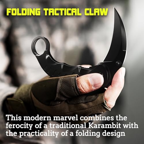 Spring Assisted Karambit Knife - Tactical Karambit Folding Knife - Pocket & Folding Knife - Military Sharp Tiger Claw Knives - Best Combat for Hunting Camping EDC for Men - Birthday Mens Gifts X-42 - Thumbnail 4