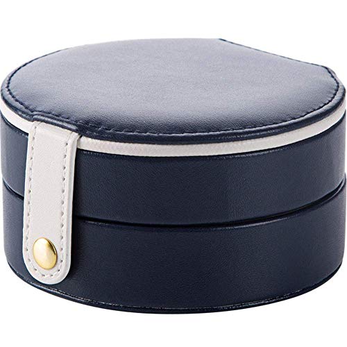 Preisvergleich Produktbild MYPNB Badezimmerzubehör Schmuck Aufbewahrungsbox Tragbarer Snap Schmuckschatulle Ohrringe Ring Box Anhänger Lagerung @ White (Color : Navy Blue)