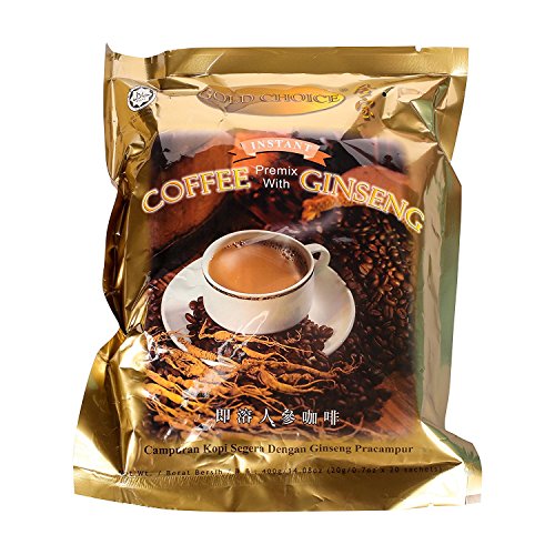 Malaysia Gold Choice/Instant Ginseng Coffee/Fuller Body, Richer Flavor, Lingering Mouthfeel/Crafted With Ancient Revitalizer- Ginseng For The Added Kick! Boost Energy, Up Your Stamina/20s x 20g/pack