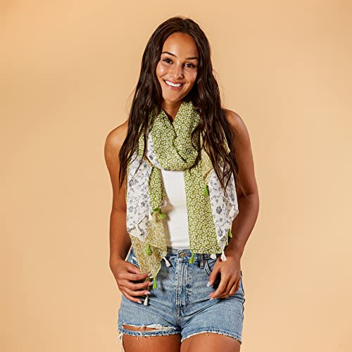 Hadley Wren Womens Lightweight Spring Floral Tassel Scarf Shoulder Wrap3