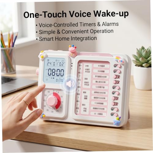 Nukinp Minuteur visuel 3 en 1 pour enfants, outil Adhd pour enfants et adultes, minuterie de tâches avec horaire visuel, tableau de corvées et tableau de planification, style 2 – vue 2