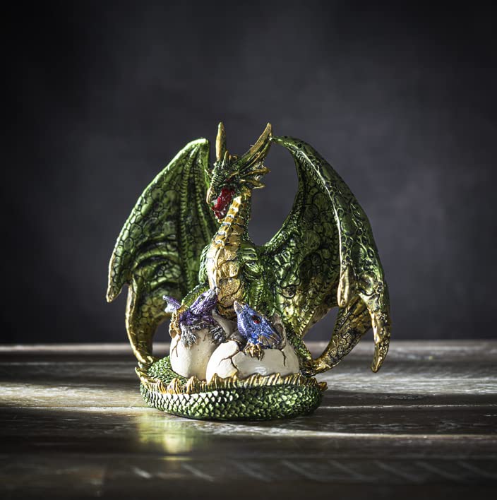 Pacific Giftware Grüner Drachen mit schlüpfenden Jungen | Figur Deko Statue
