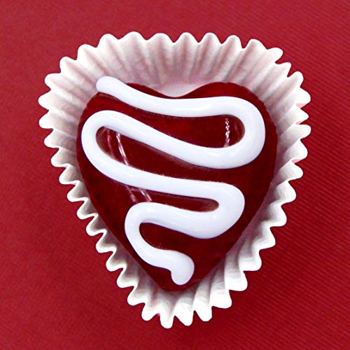 Glass Heart Chocolate With Drizzle Candy Handmade Gift (Cherry Heart With White Chocolate Drizzle) #TOP4