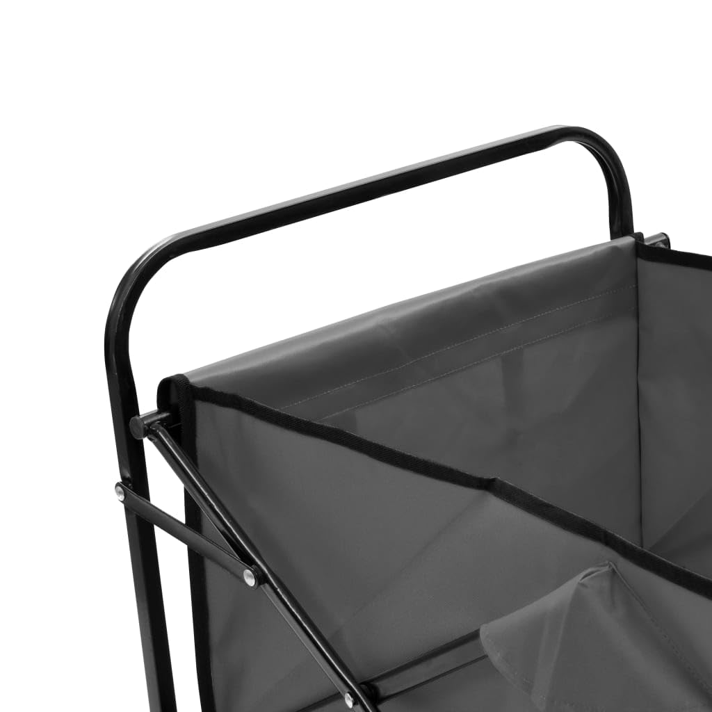 Carrello pieghevole in acciaio con portata di 75 kg, ruote anteriori girevoli a 360° e maniglia imbottita per un facile trasporto di carichi in giardino o in casa.