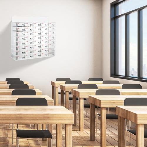 Armario de pared de acrílico transparente con cerradura para guardar teléfonos móviles 8
