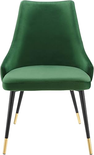Miniatura 6 de Modway Adorn - Silla auxiliar de comedor de terciopelo copetudo, color esmeralda