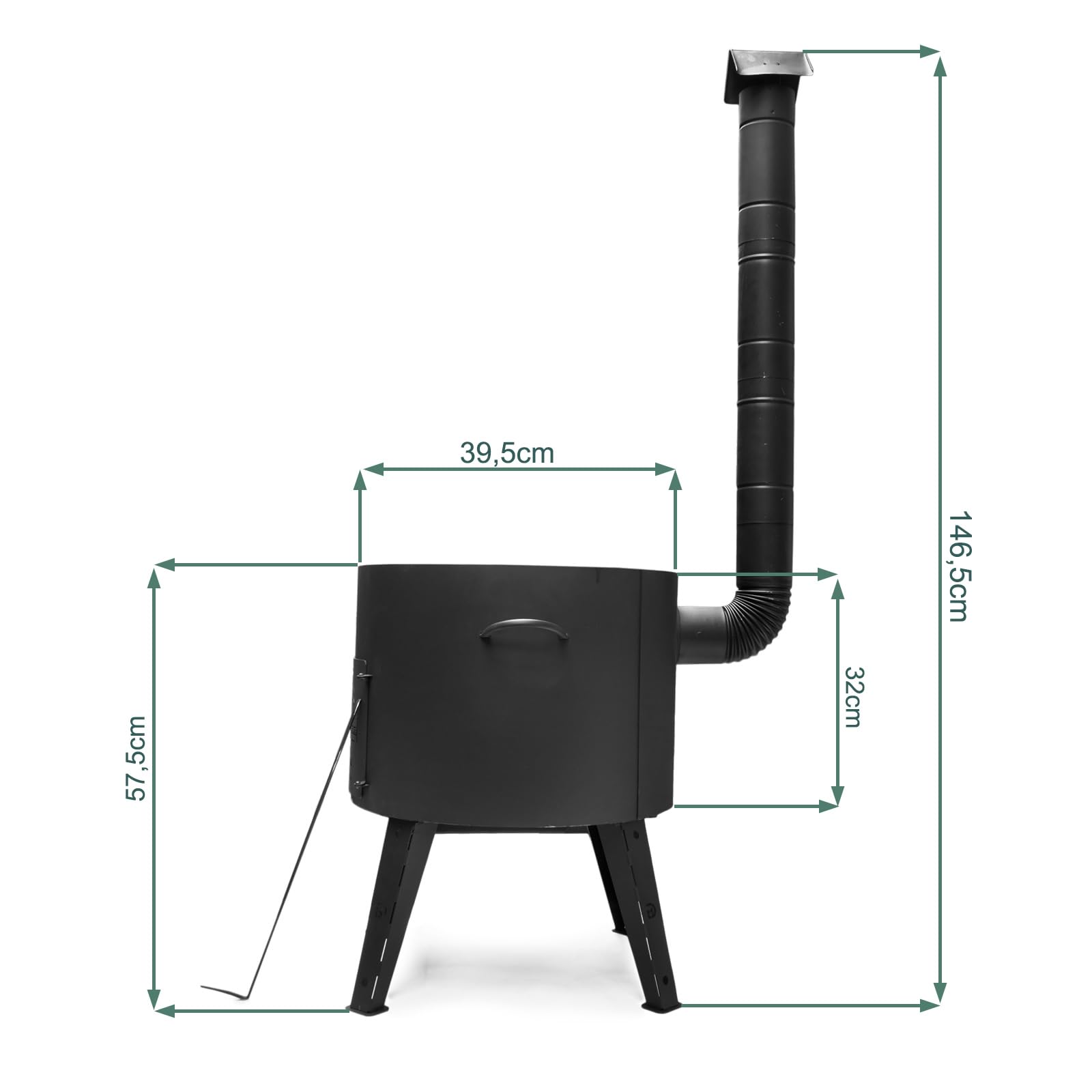 Utschak 2mm Stahl mit Adapter-Ringe Abzugsrohr 12L Kazan Feldküche Campingofen