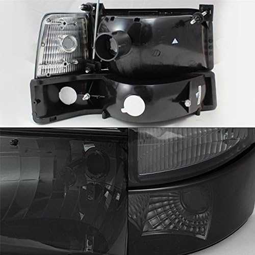 AKKON - For 1992 1993 1994 1995 1996 Bronco F150 F250 F350 Smoked Headlights & Black Smoke Taillights Pair Set