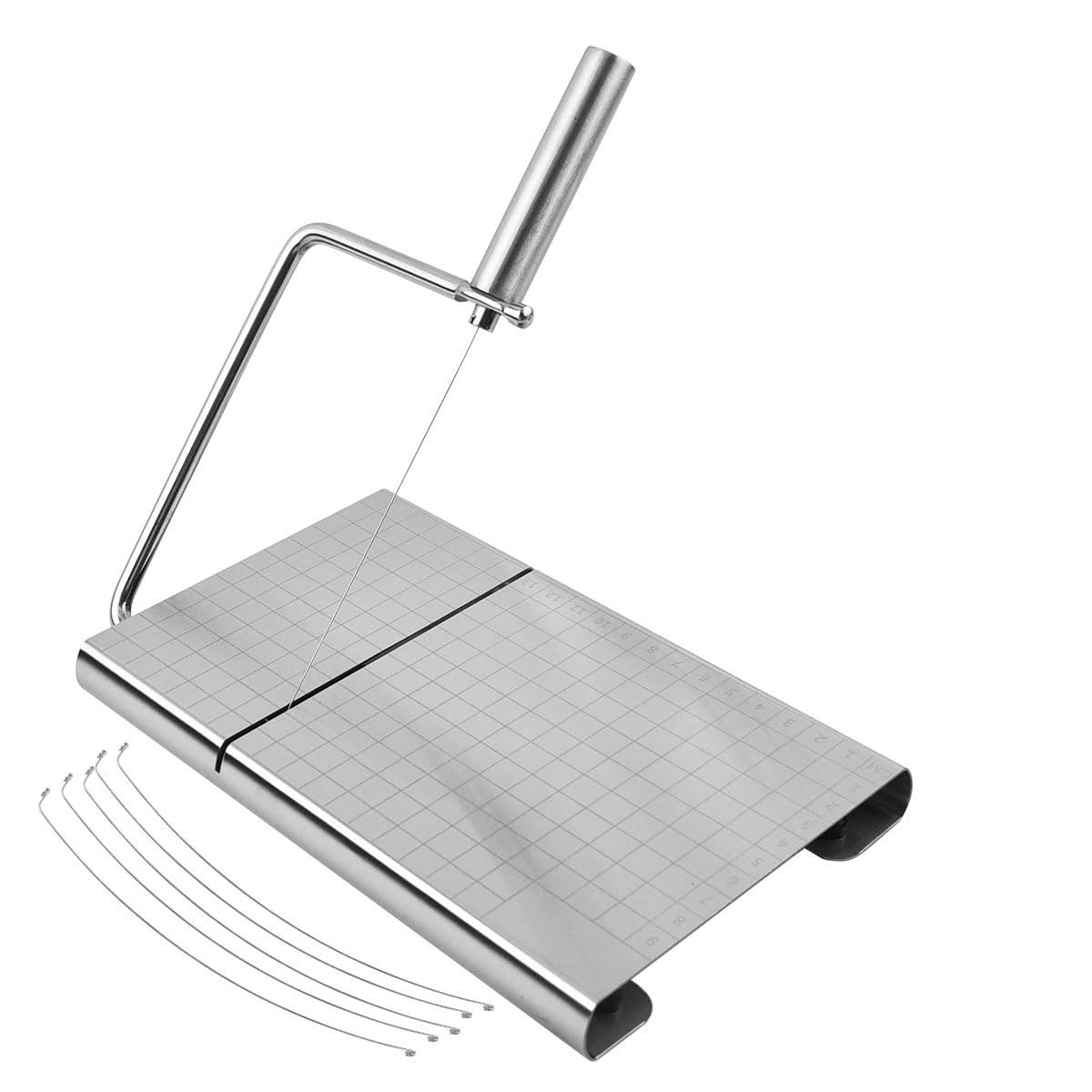 Affettatrice Formaggio,Affettatrice Formaggio Regolabile Acciaio Inossidabile, Con Tagliere Griglie Misurazione, Strumento Essenziale Gadget Cucina,Multiuso for Burro,Prosciutto,Salsiccia(Metallic)