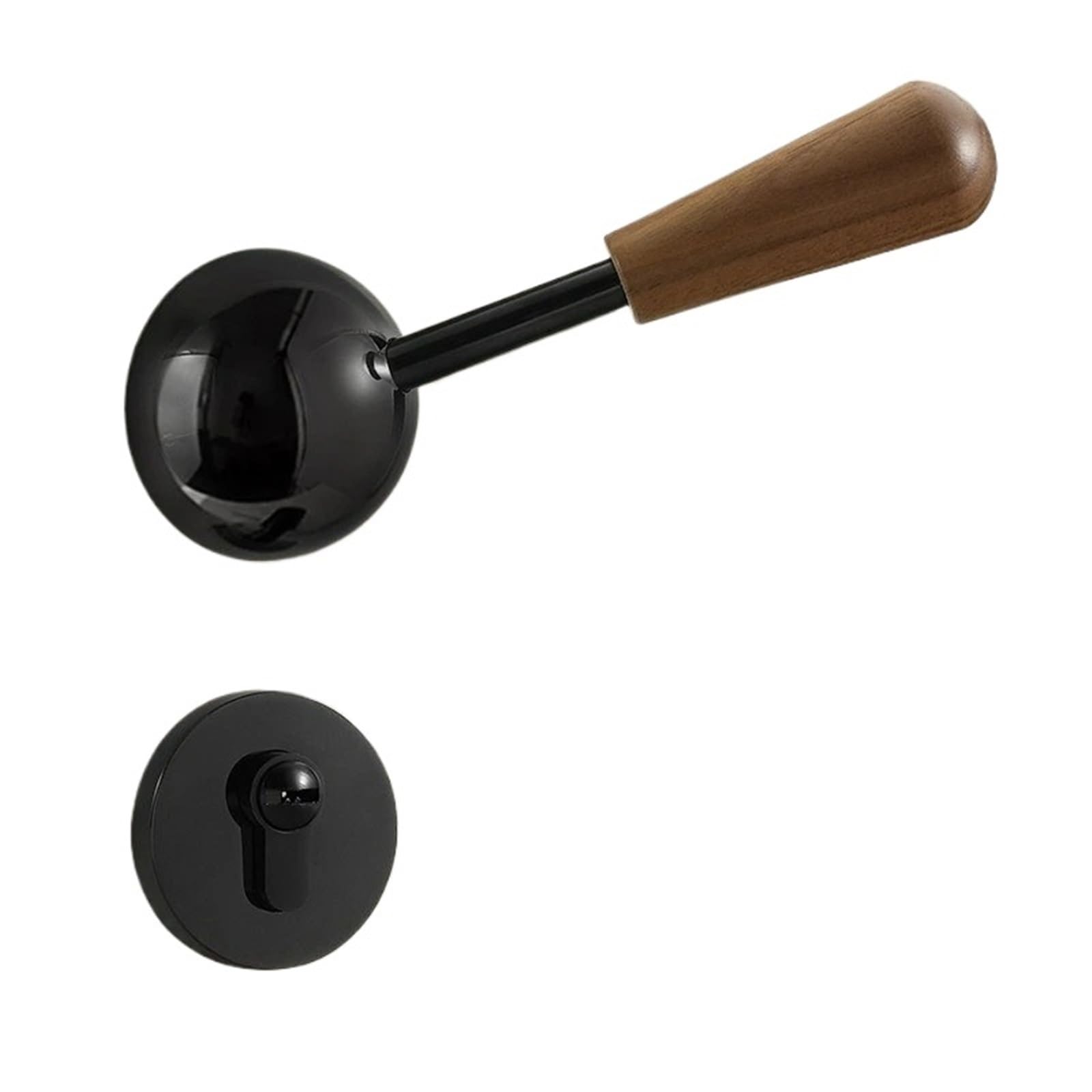 Door Lock Indoor Magnetic/Silent Room Split Walnut Wood Handle 1Pcs(Black Mute)