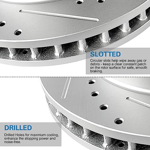 Weize BRA-0104-CS1419 Front And Rear Truck & Tow Carbon Fiber Ceramic Brake Pads + Drilled/Slotted Brake Rotors Kit thumb #3