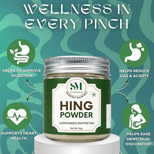 Image of SM FOODS Hing Powder 50g (Pack of 1) | Compounded Hing | Strong Aroma | Perfect for Everyday Cooking, Tadka & Digestion Support