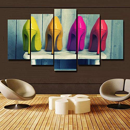 Image sur verre talons hauts tableau polyptyque coloré salon - 2