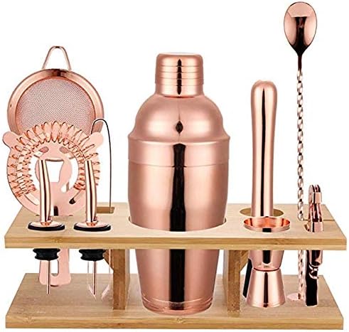 Glossia 11 Pcs 750ML Cocktail Shaker Y Shiny Stainless Steel British Cocktail Shaker Set Rose Gold Color