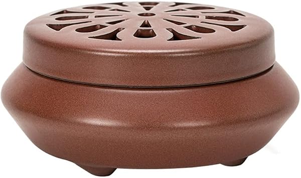 Incense Burner, Hand Made Ceramic Incense Holder with Lid, Porcelain Censer Suitable for Coil/Tower Incense, for Home Office Yoga Teahouse Meditation Incense Fountain